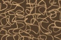 Dark brown abstract tangled lines with organic swirls and chaotic depth Royalty Free Stock Photo